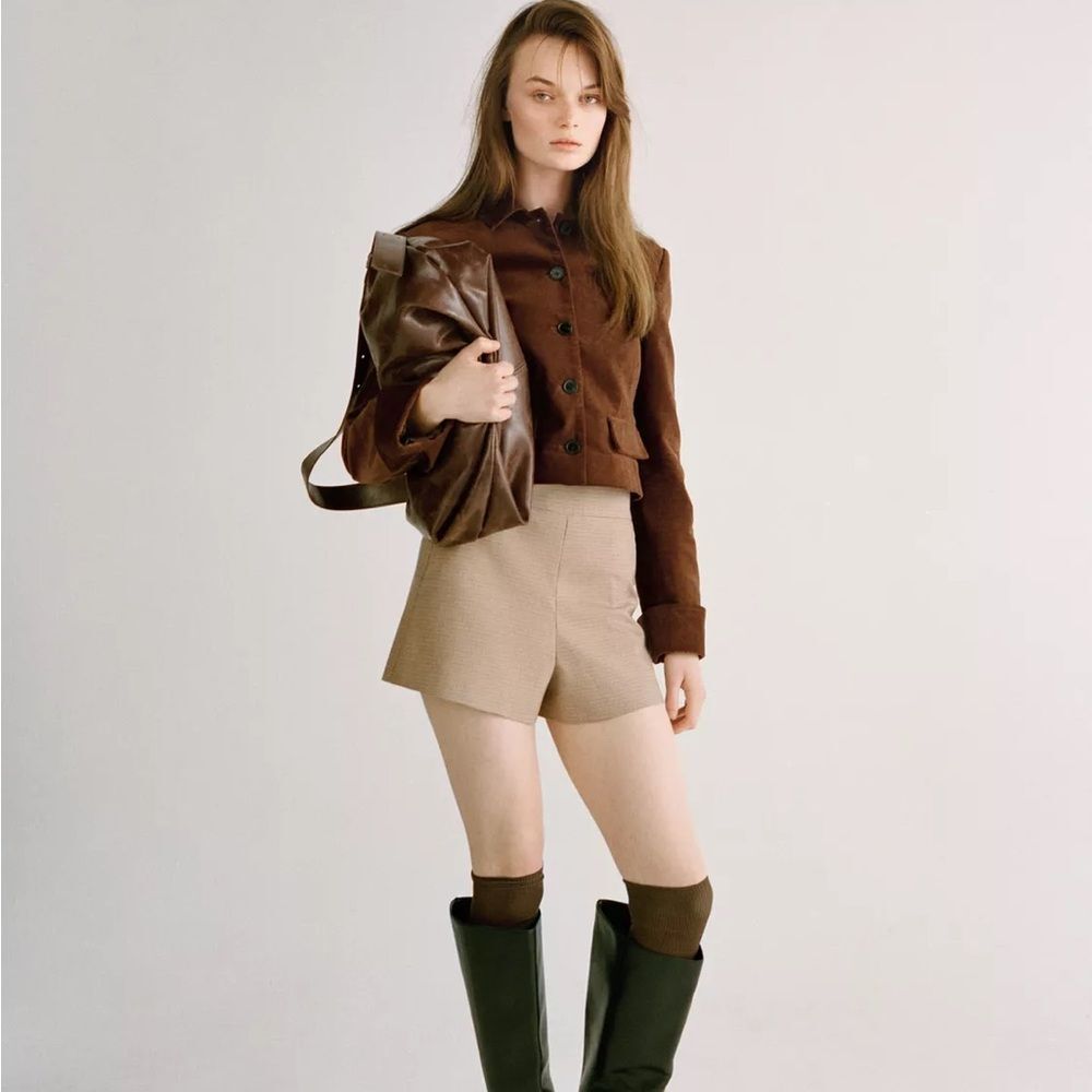 ZARA CHECKERED HIGH WAIST SHORTS